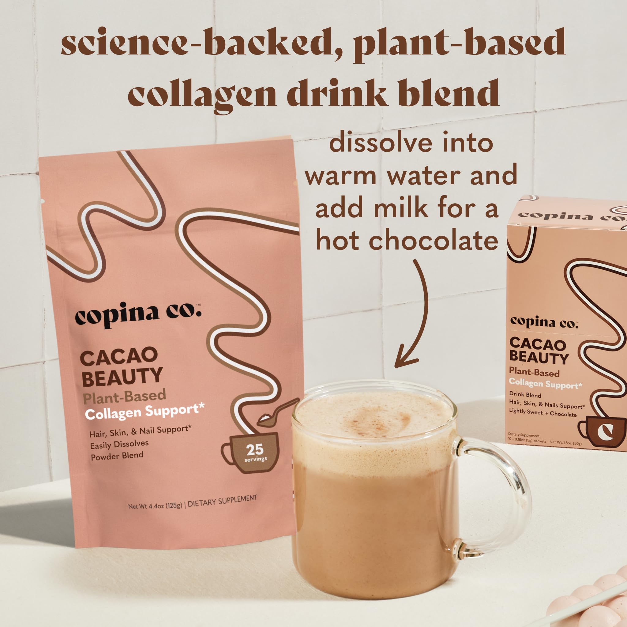 Copina Co. cacao beauty powder close-up, ideal for energizing smoothies.
