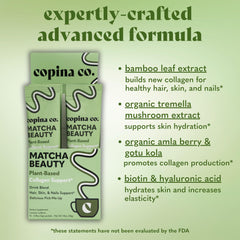 Copina Co. Matcha Beauty matcha powder bowl highlights premium flavor and ritual.
