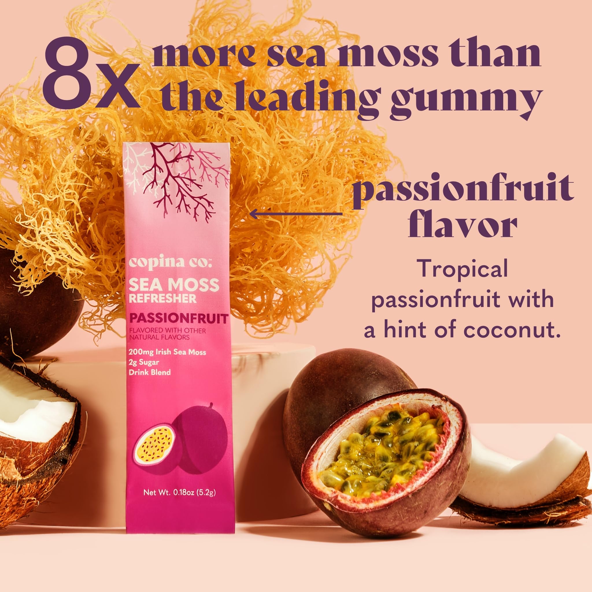 Copina Co sea moss powder pink Himalayan salt supports electrolyte balance.