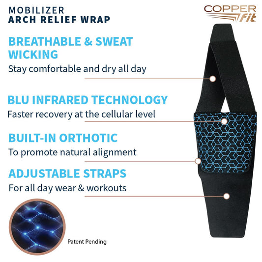 Copper Fit Mobilizer Arch Wrap side view showing built-in arch support for stability