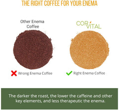 Cor-Vital therapy roast enema coffee for a rich brew and potential mood benefits.