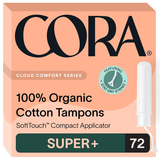 Cora organic cotton tampons packaging with new look for confident protection.