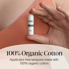 Cora non-applicator tampon showcases soft organic cotton for comfortable wear