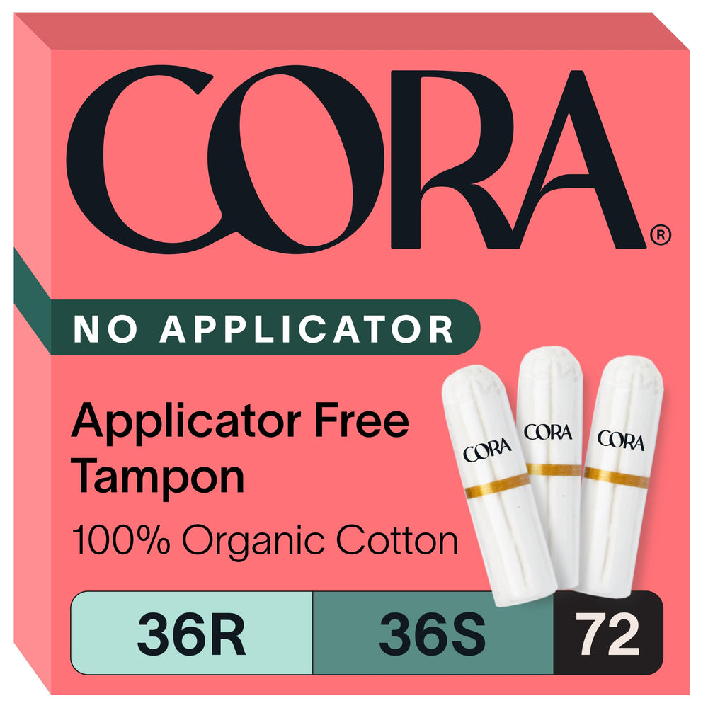 Cora non-applicator tampons regular pack offers comfortable, body-conforming protection for active days.