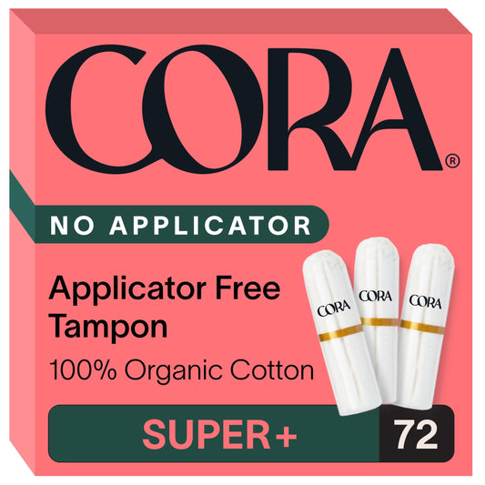 Cora organic cotton non-applicator tampons in travel-friendly packaging for on-the-go care