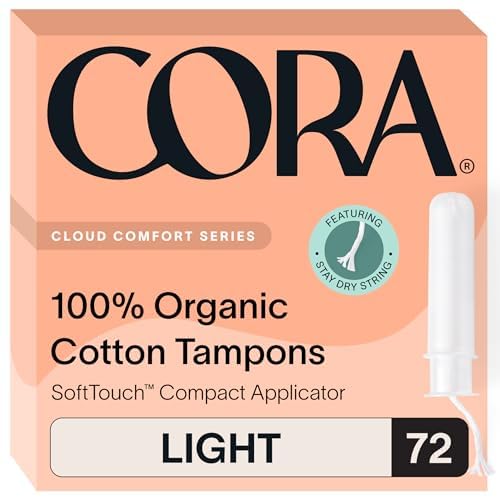 Cora Organic Cotton Tampons 72 Light Pack front for daily comfort and convenience