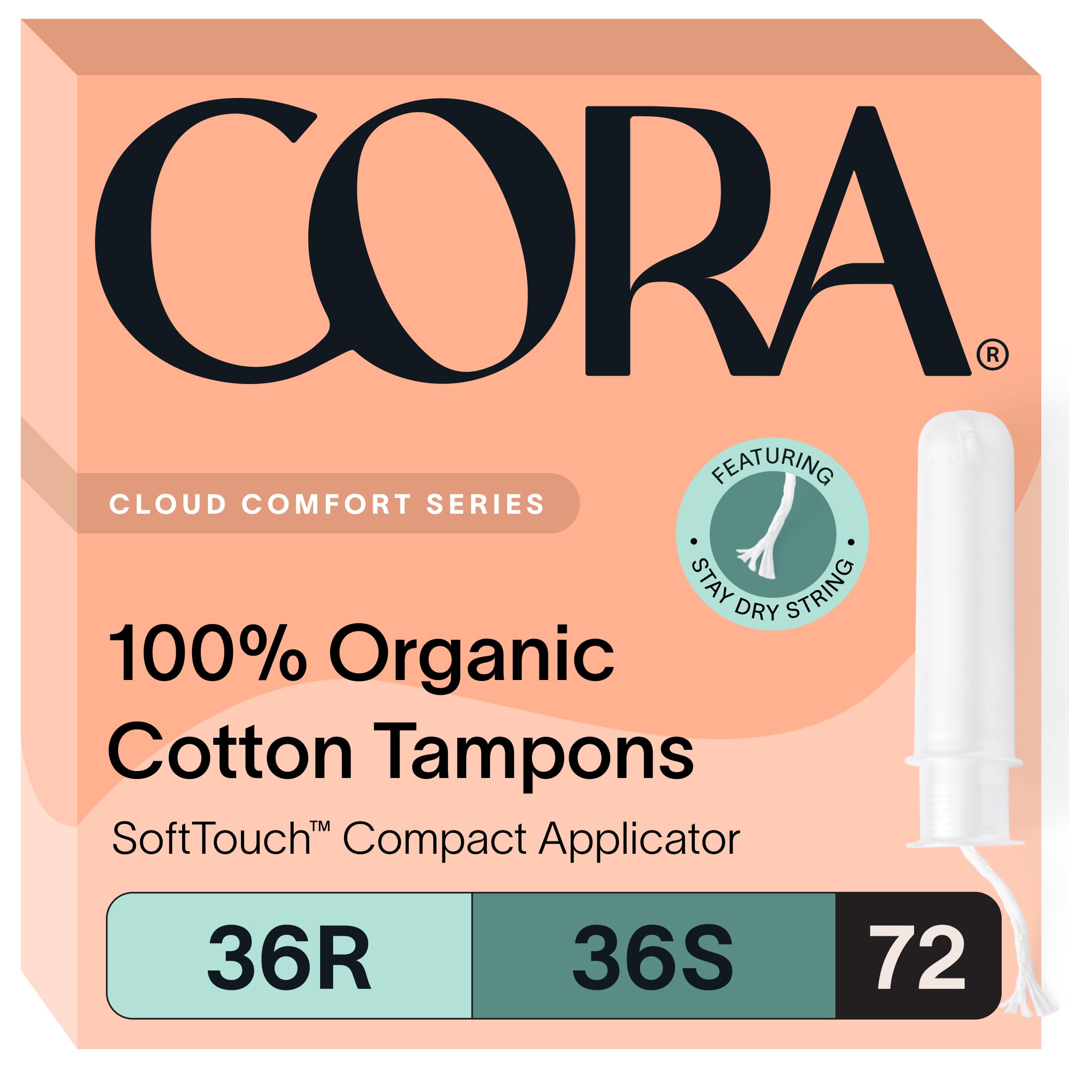 Cora regular tampons 36-pack image highlighting dependable everyday protection