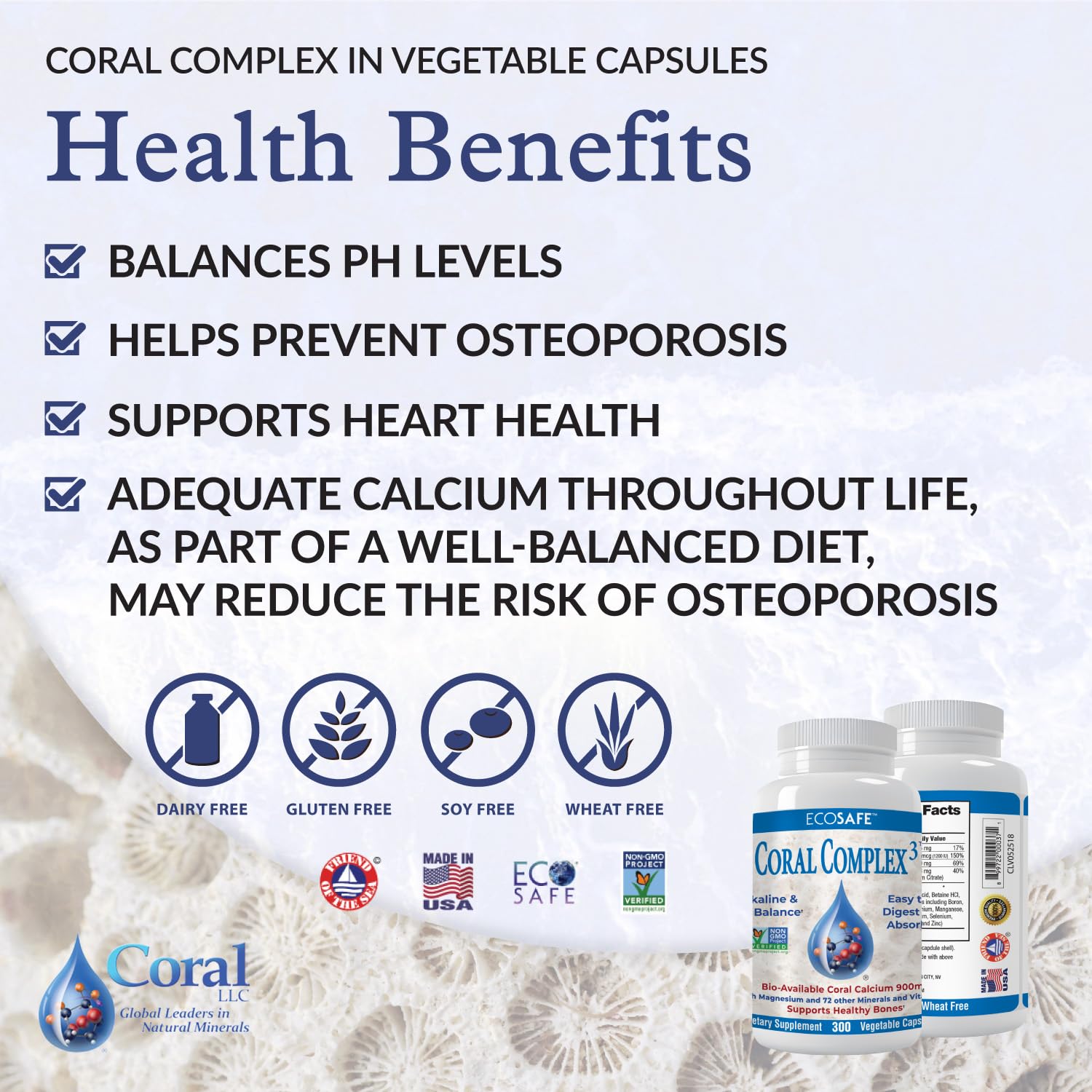 Coral White Coral Complex 3 capsules inside, vegetarian capsules for gentle digestion