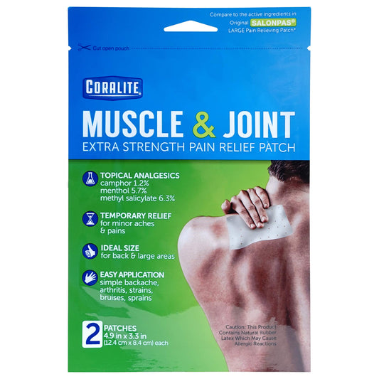 Coralite pain-relieving patch pack shown for targeted, convenient relief.