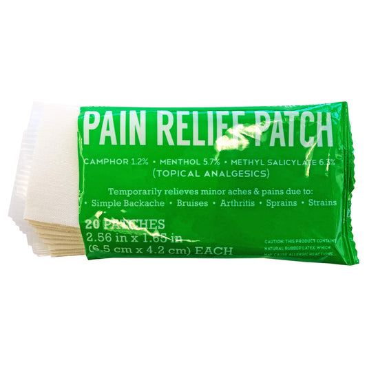 Coralite small pain relief patch 20ct open pack showing easy-to-use dressing