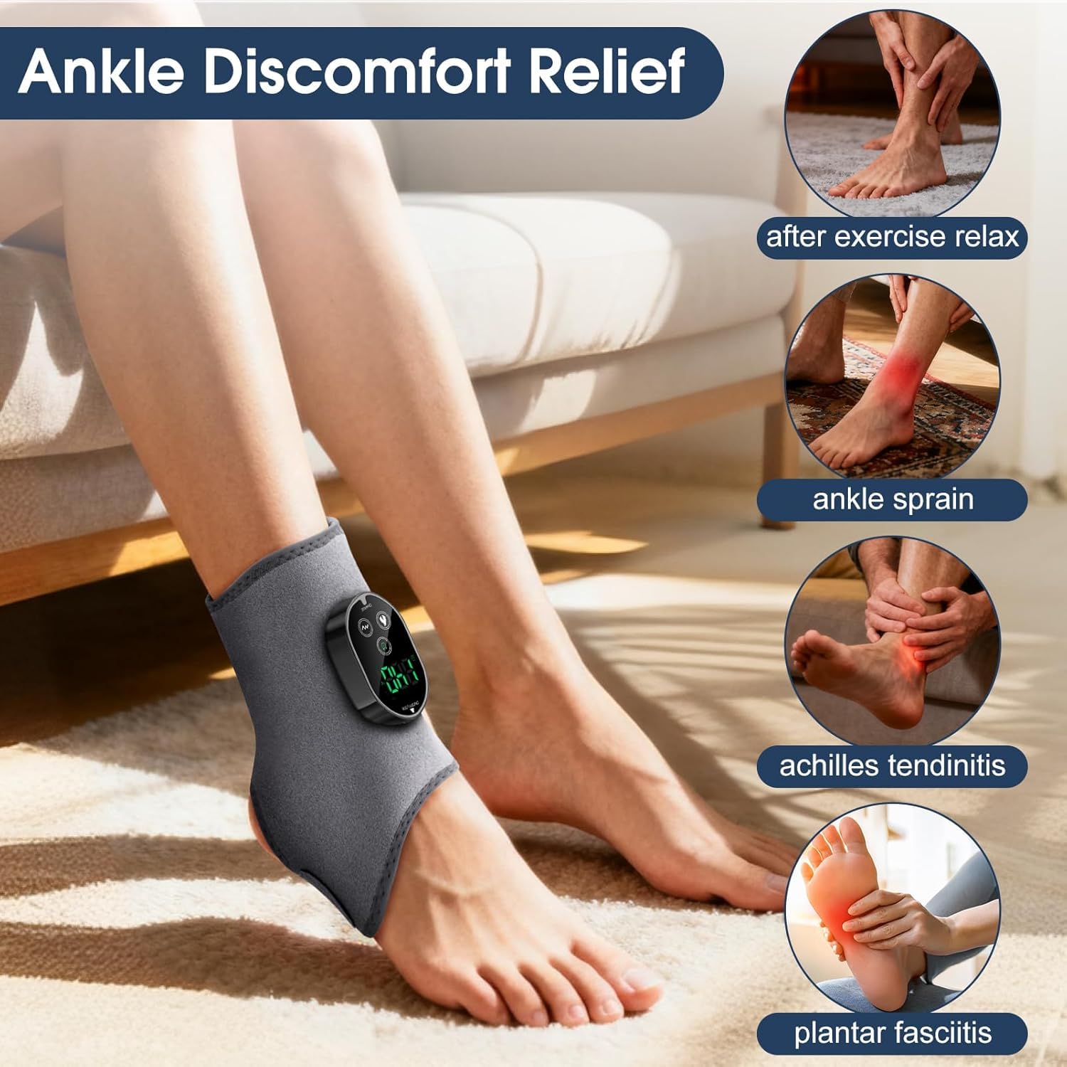 Cordless Foot & Ankle Massager soft wrap offers snug, comfortable fit