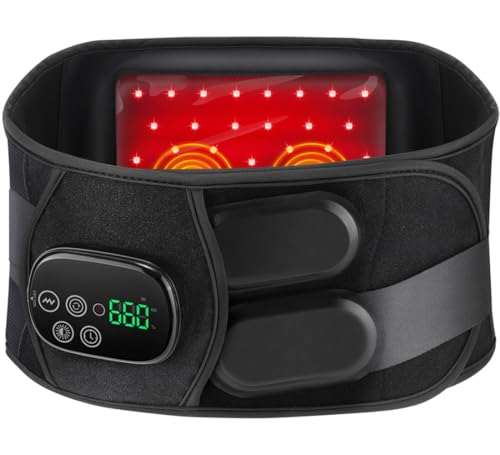 Cordless heating pad back belt with 660nm-850nm lights for targeted back comfort.