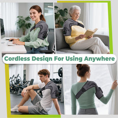 Cordless Shoulder Heating Pad extension strap helps secure the wrap for all body sizes.