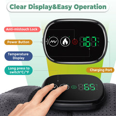 Cordless Shoulder Heating Pad LED display shows real-time temperature during use.