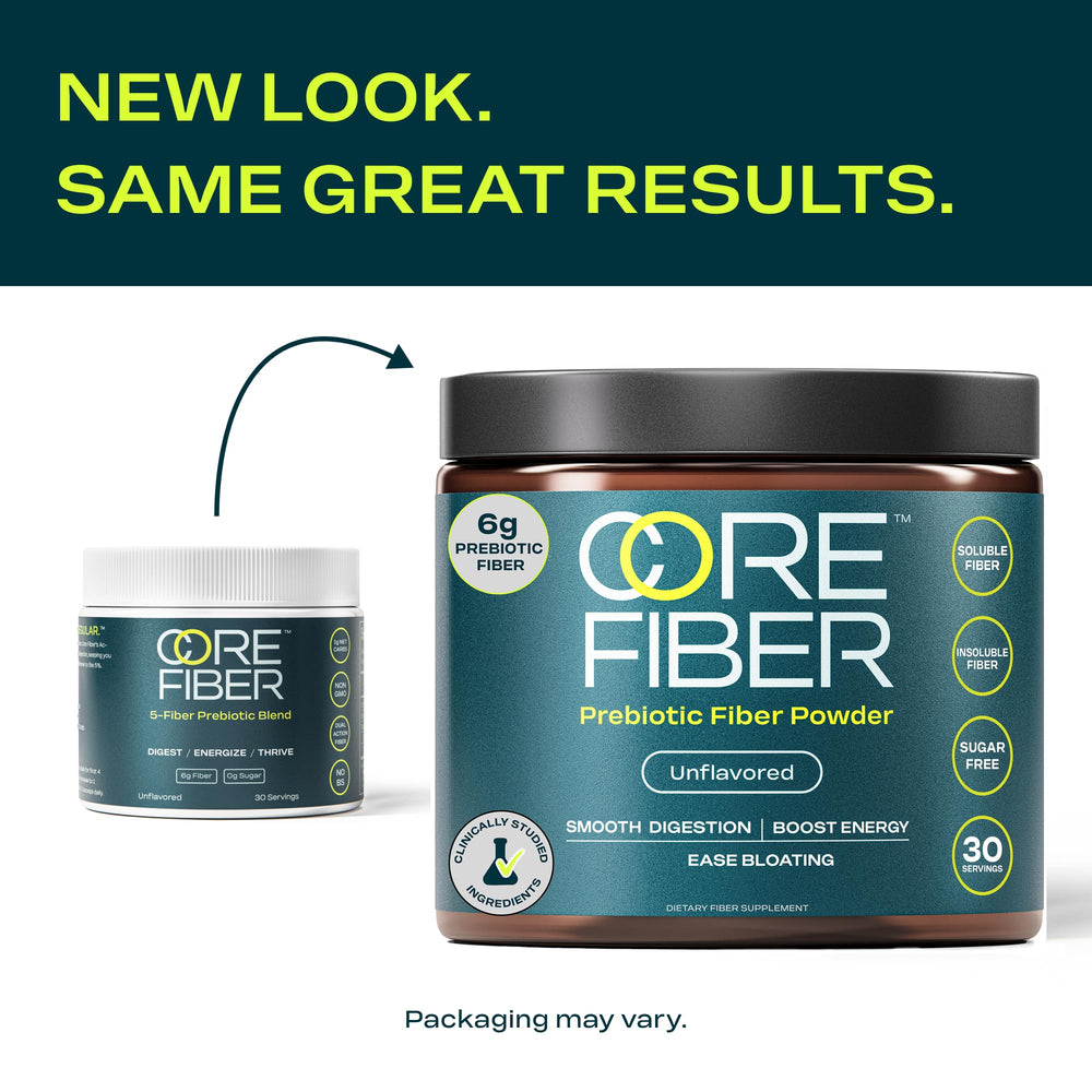 Core Fiber label close-up highlighting 6g per serving.