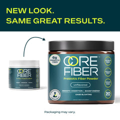 Core Fiber label close-up highlighting 6g per serving.