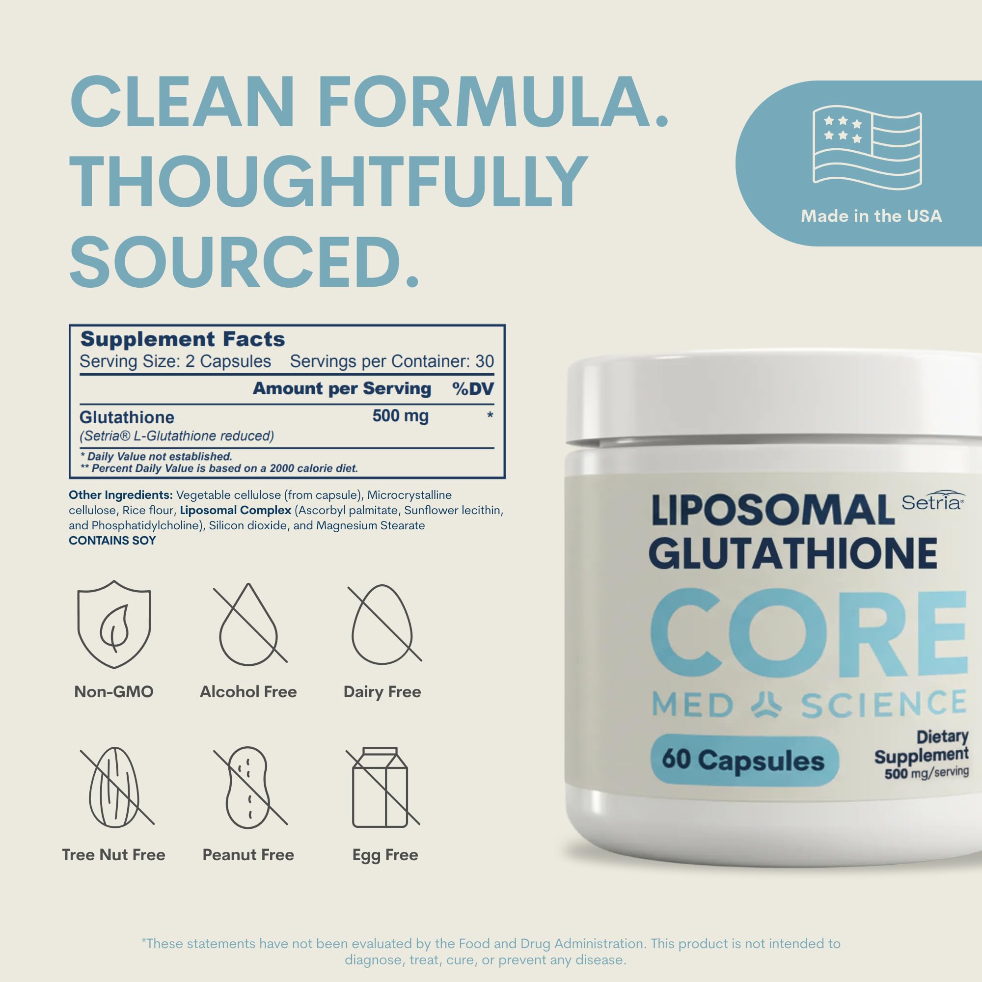 Core Med Science Liposomal Glutathione capsules for daily antioxidant support