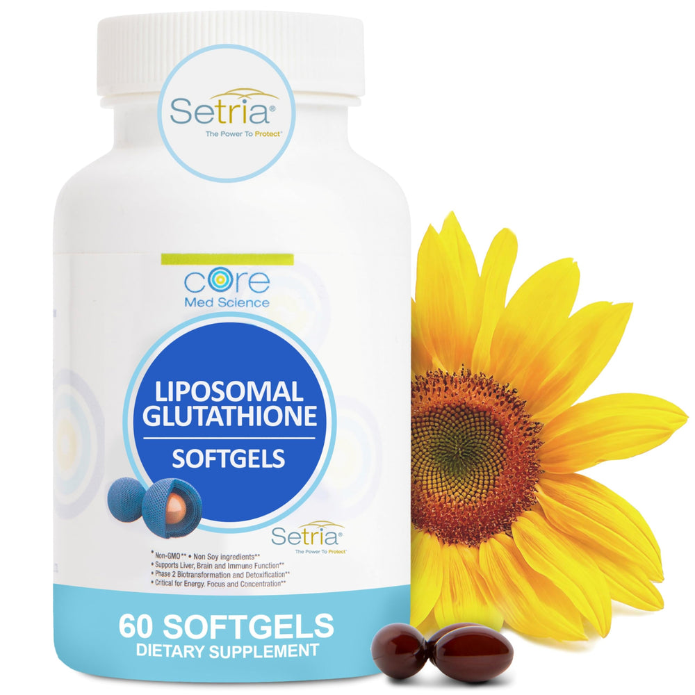 Core Med Science Liposomal Glutathione bottle showing antioxidant support.