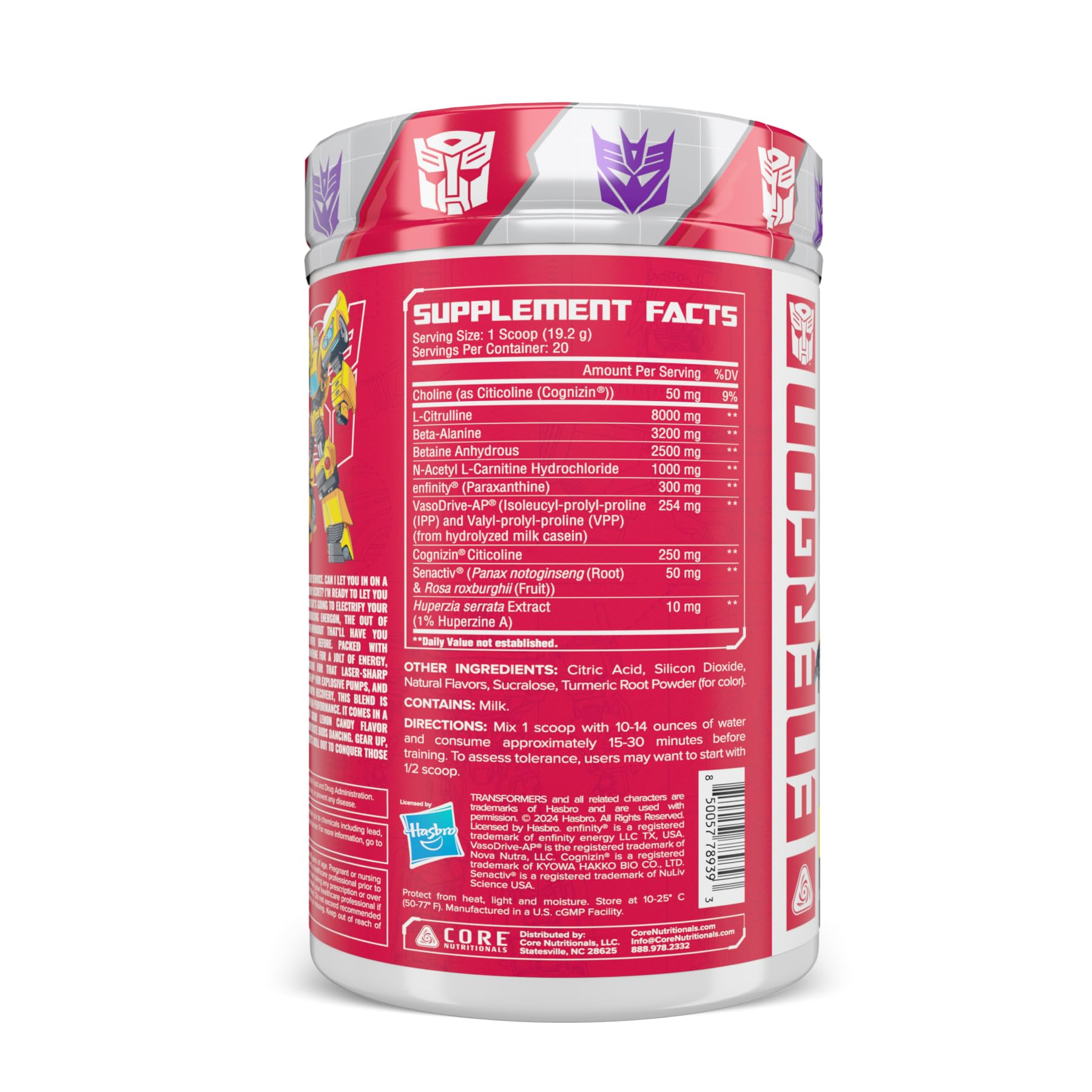 Energon powder scoop beside a glass of water suggests smooth energy during training.