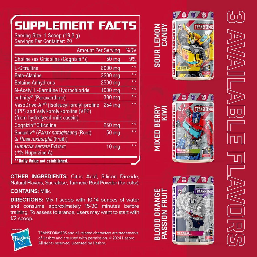 Scoop with Energon label highlights easy, precise pre workout measurement