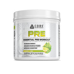 Core Nutritionals Essential Pre Workout lemon lime bottle delivering daily energy boost