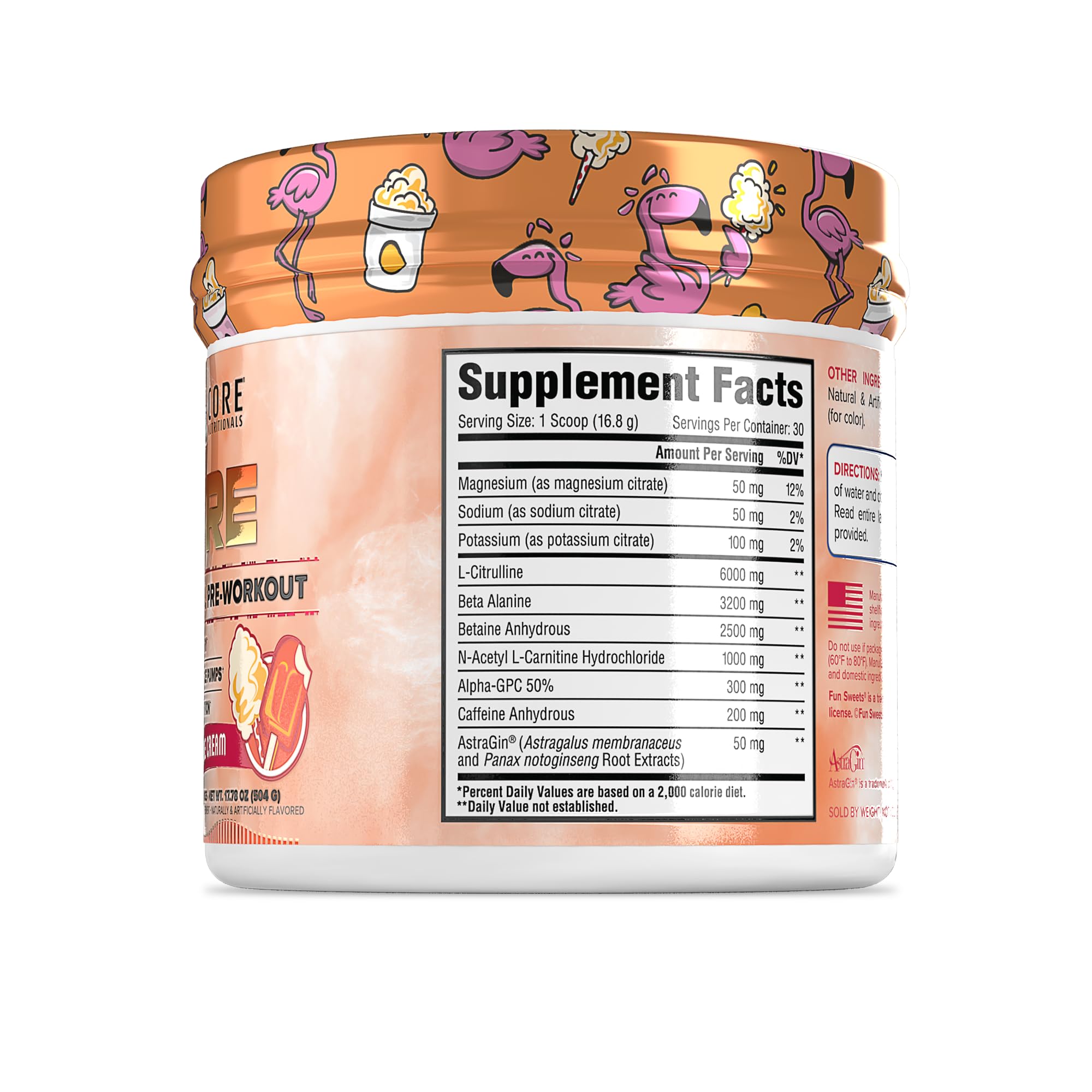 Core Nutritionals pre-workout mixed with water for lasting pumps