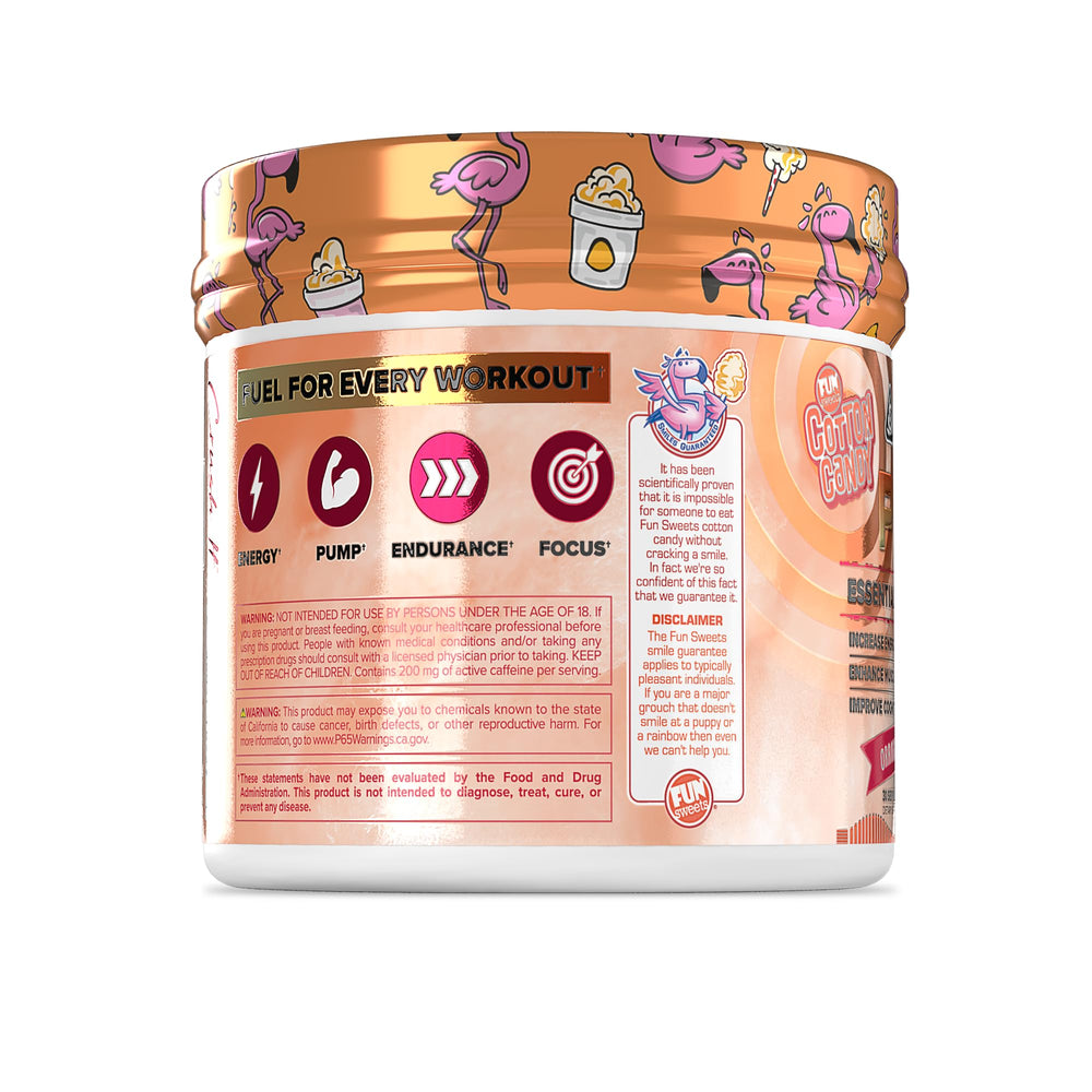 Core PRE orange cream scoop dispensing a precise serving for steady energy