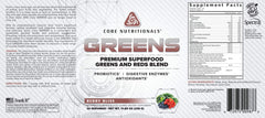 Core Nutritionals Greens Berry Bliss scoop highlights convenient daily nutrition and probiotics