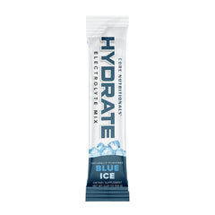 Core Nutritionals HYDRATE blue-ice pour demonstrates quick electrolyte support during training.