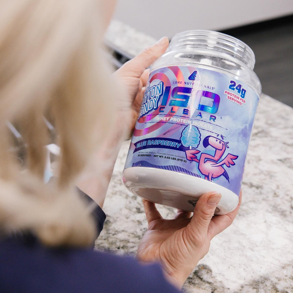 Core Nutritionals Iso Clear Whey Clear Liquid demonstrates a refreshing, zero sugar option.