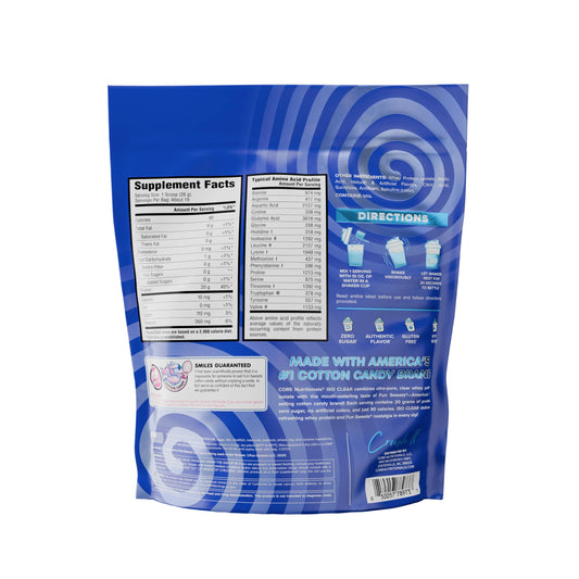 Core Nutritionals Iso Clear whey powder with blue raspberry flavor ideal for refreshing shakes.