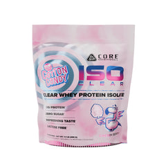 Core Nutritionals Iso Clear whey protein bottle, refreshing cherry berry flavor, low-calorie option