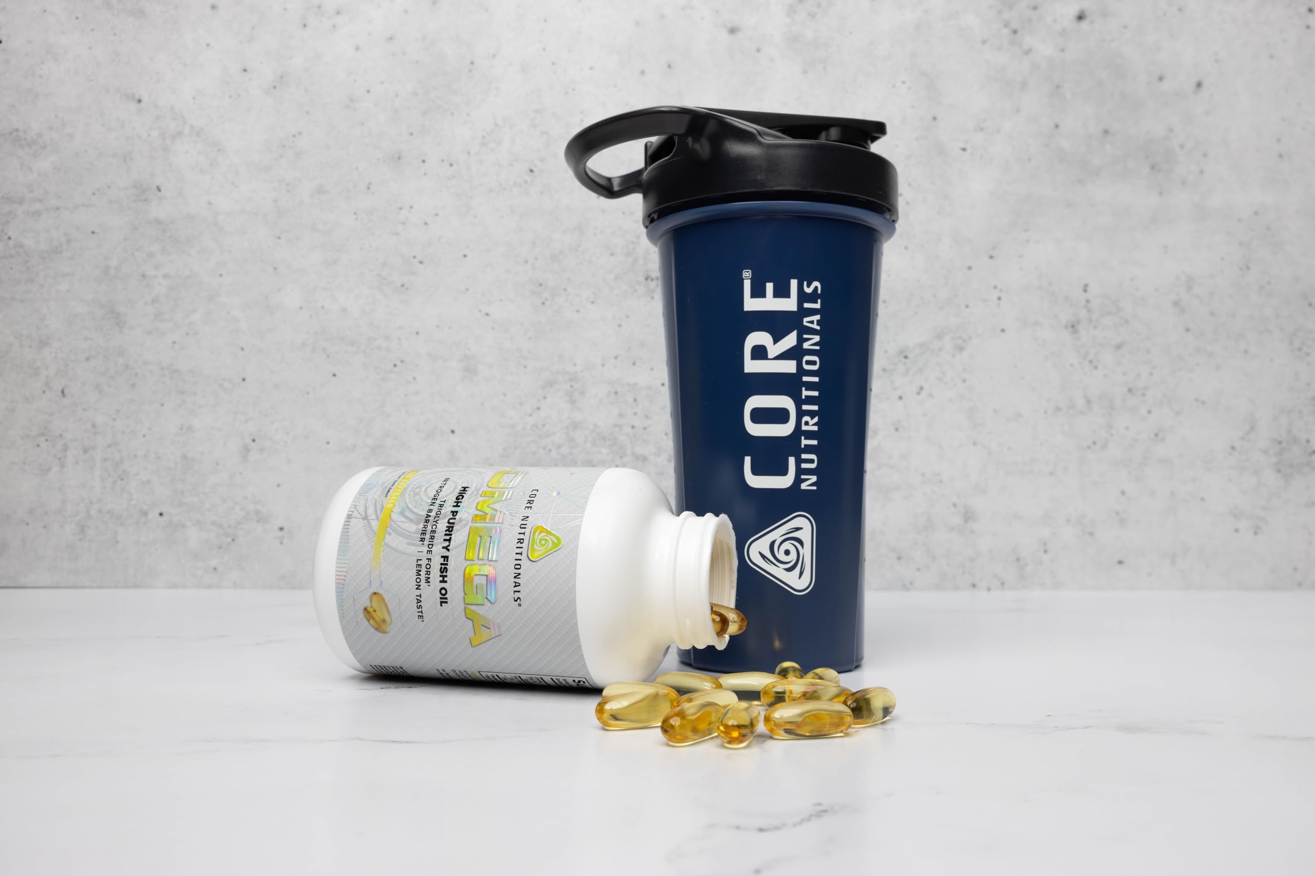 Core Nutritionals Omega High Purity Fish Oil softgels for convenient triglyceride-form omega-3s.
