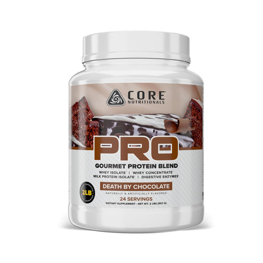 Core Nutritionals Pro Sustained Release whey bottle in Death by Chocolate for steady recovery