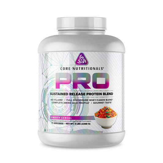 Core Nutritionals Pro Sustained Release Whey bottle for steady recovery.