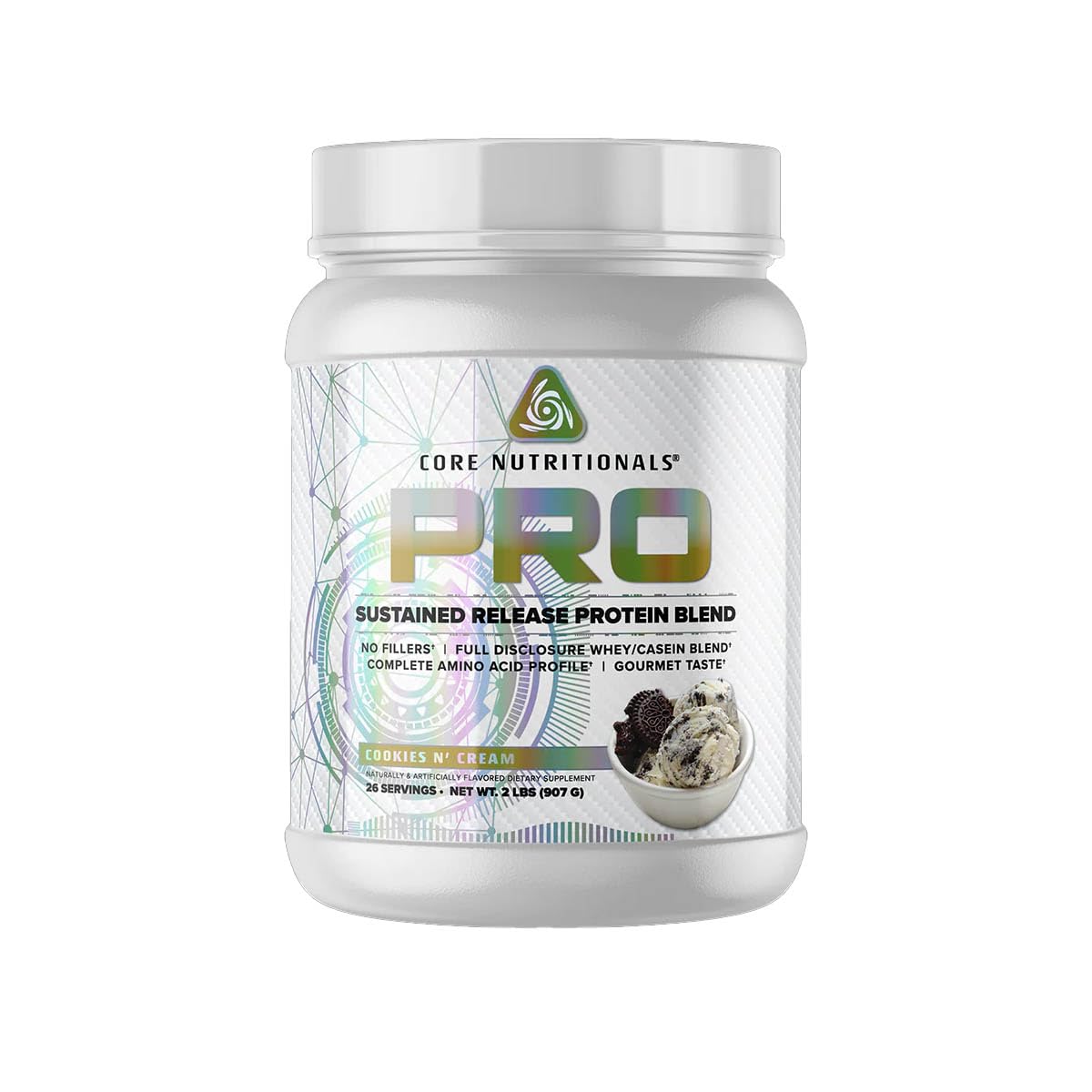 Core Nutritionals Pro Sustained Release Whey bottle shows premium protein for recovery