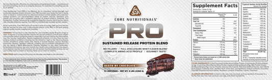 Core Nutritionals Pro Sustained Release whey serving scoop, easy mixing for workouts and steady protein supply.