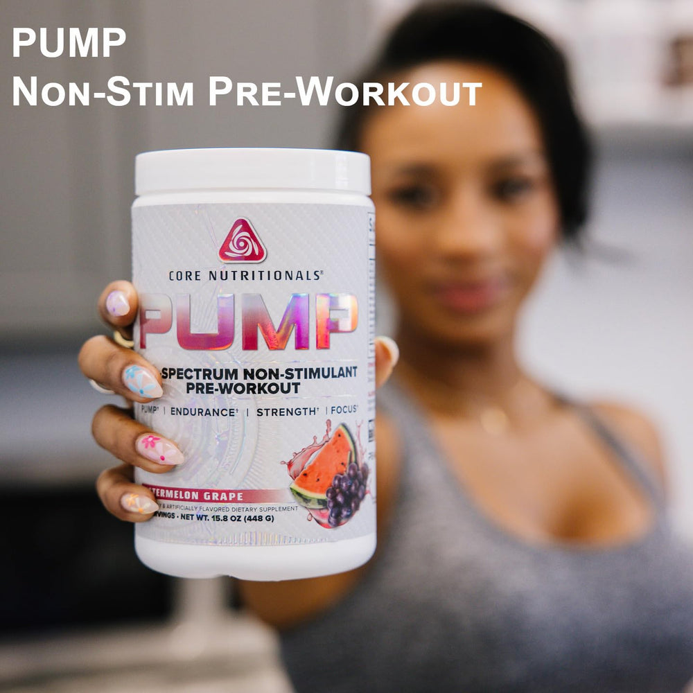 Core Nutritionals Pump powder texture close-up highlighting smooth mixability.