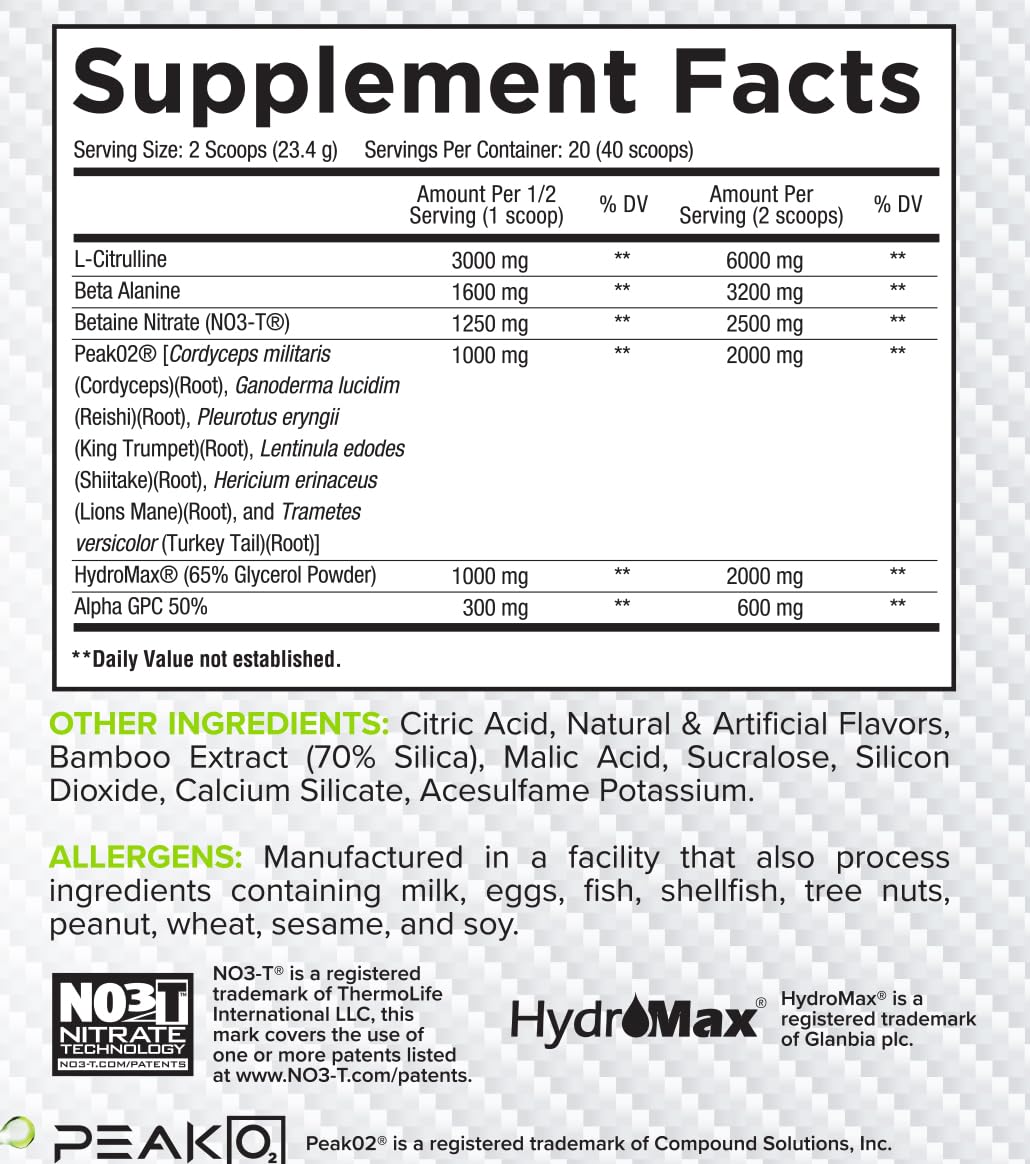 Core Nutritionals Pump scoop dispensing powder for precise pre-workout servings.