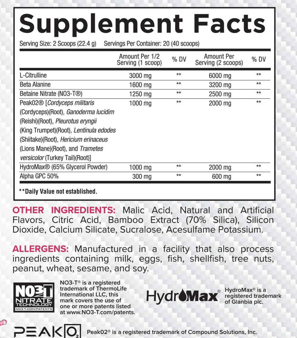 Core Nutritionals Pump scoop inside emphasizes easy dosing for consistent workouts.