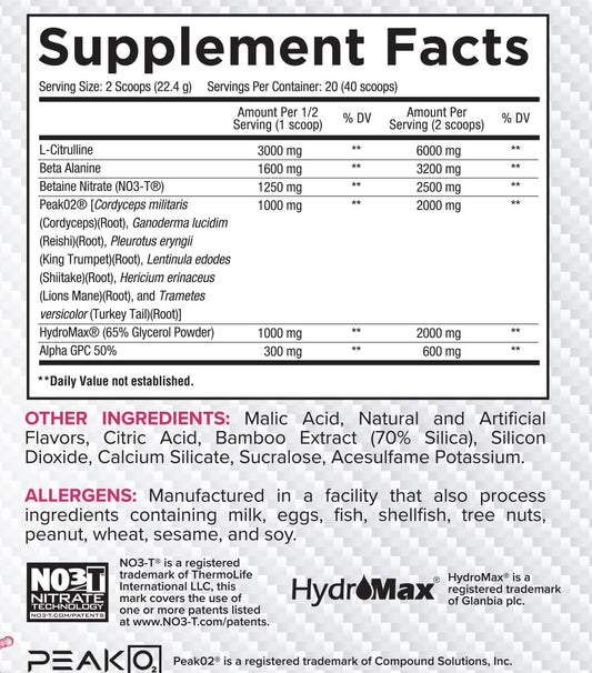 Core Nutritionals Pump scoop inside emphasizes easy dosing for consistent workouts.