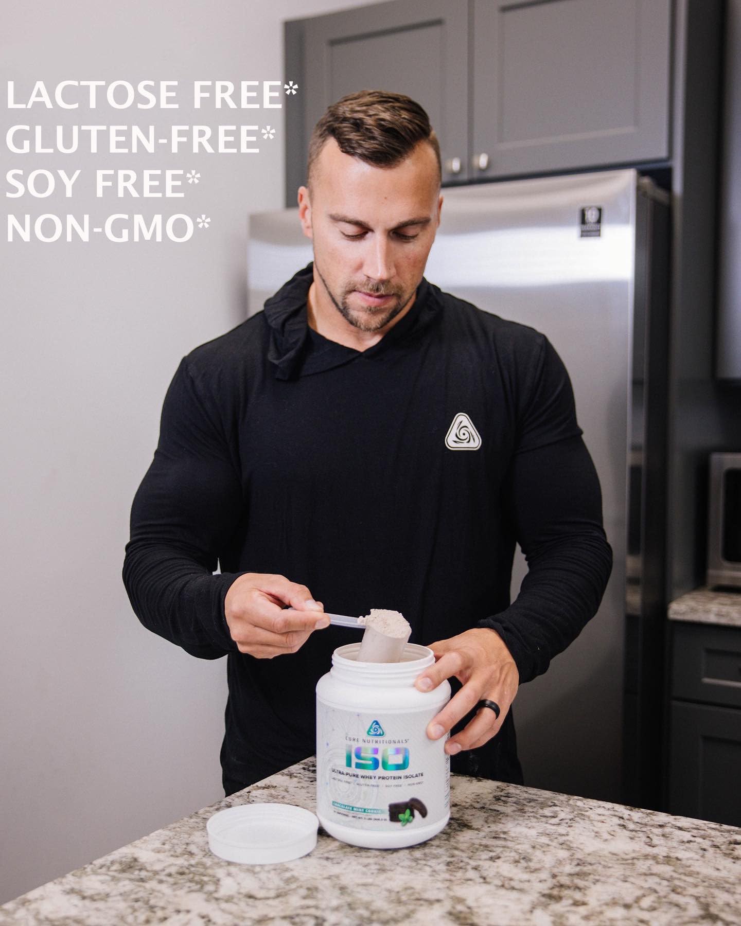 Core Nutritionals Ultra-Pure Isolate Whey Cappuccino tub back with non-GMO and sugar-free profile