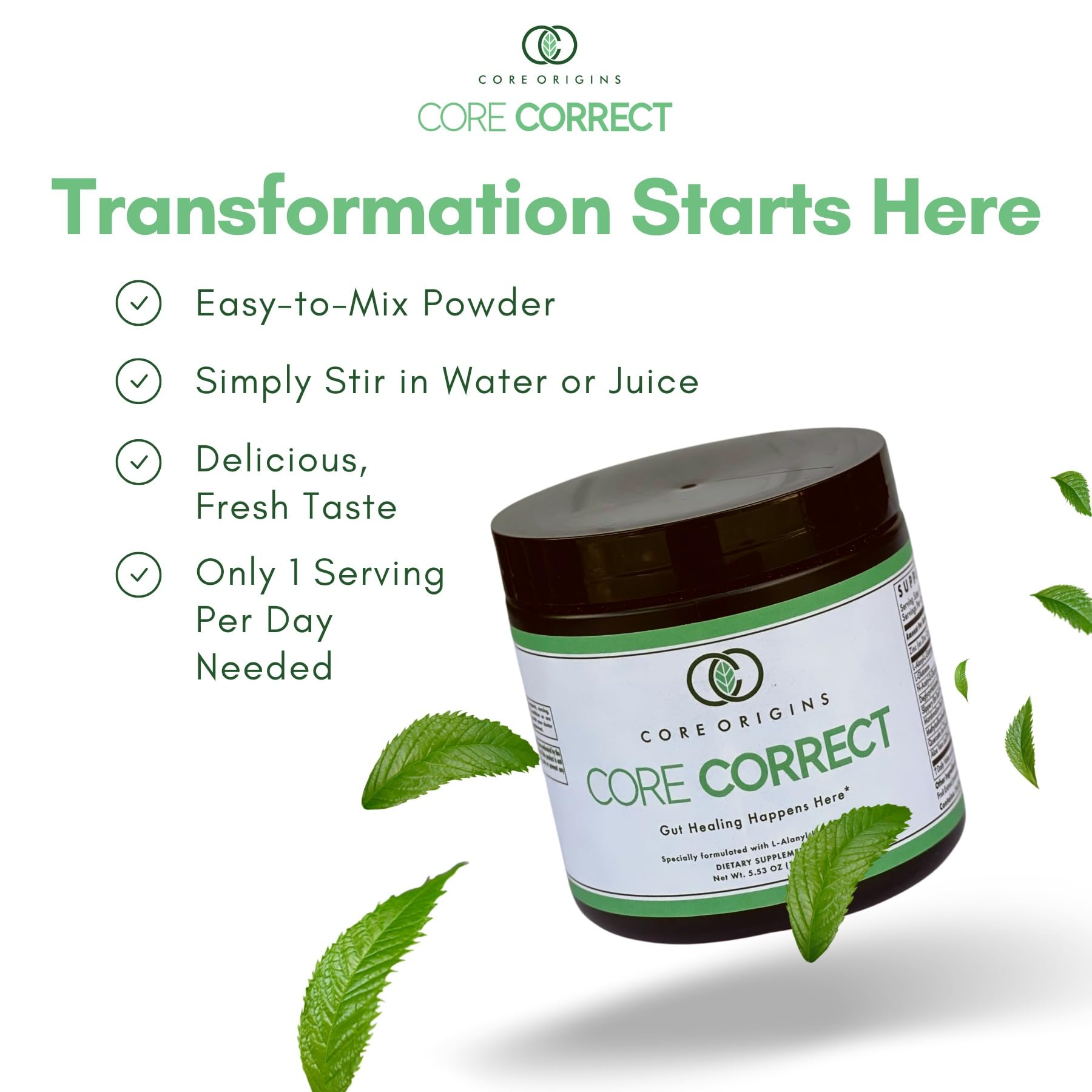 Core Origins Core Correct allergen warning notes shellfish present.