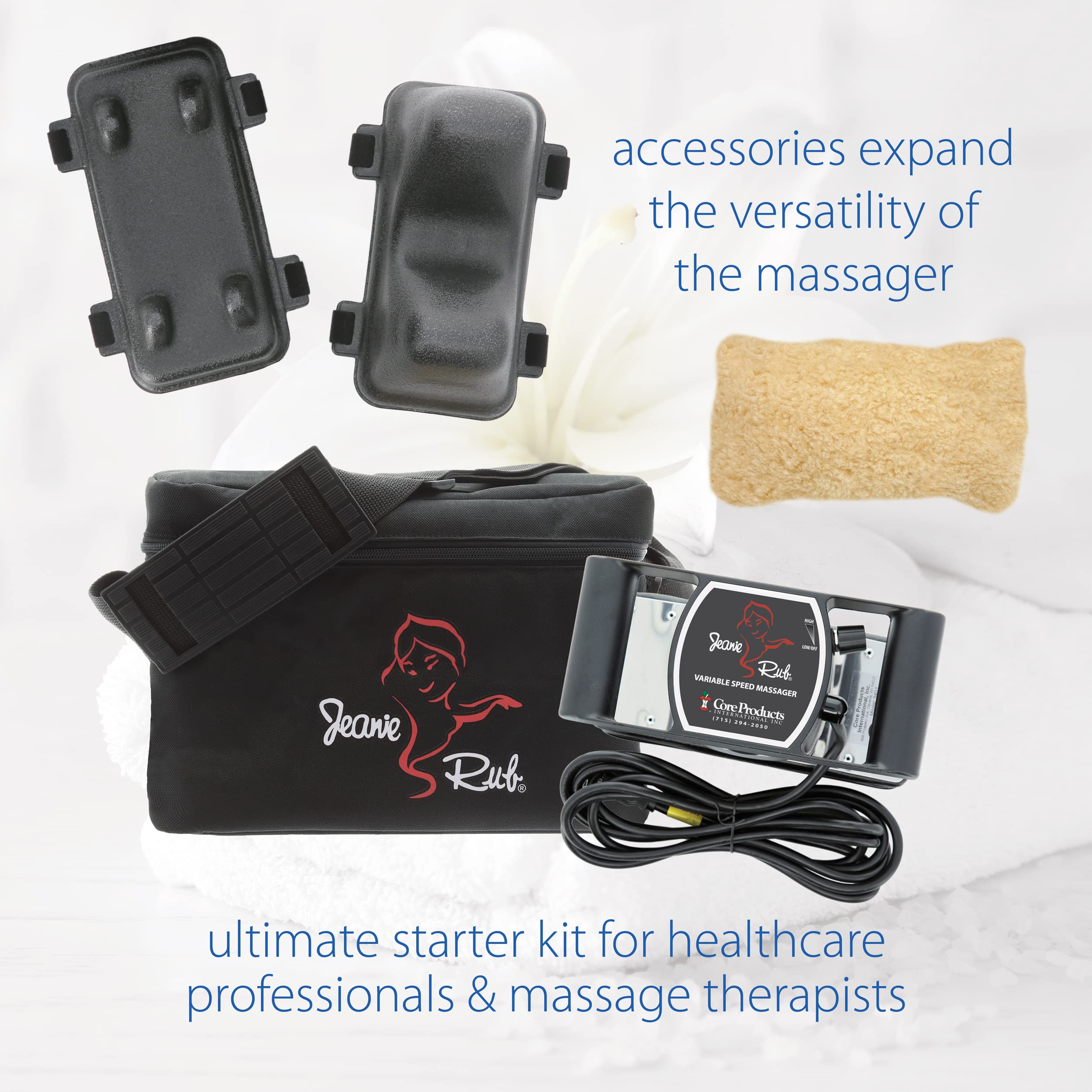 Para-spinal and extremity accessories for targeted self-massage.