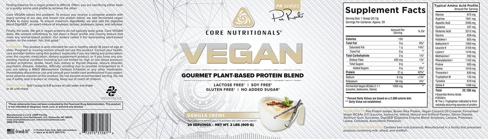 Core VEGAN vanilla cream scoop serving for a creamy post-workout shake