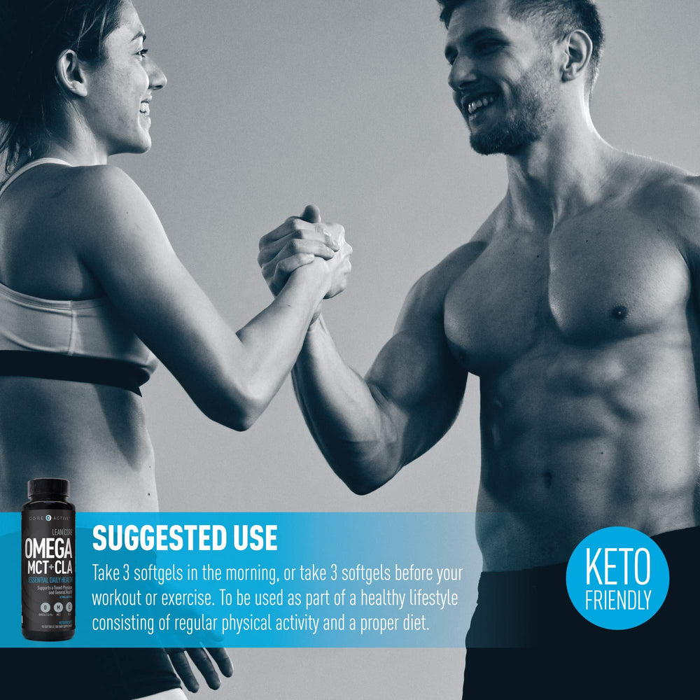 CORE ACTIVE Lean Omega MCT + CLA keto-friendly packaging supports easy daily routine.
