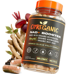 Coreganic Clean NAD+ Support bottle front for daily energy