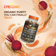 Close-up of organic beet root powder in product