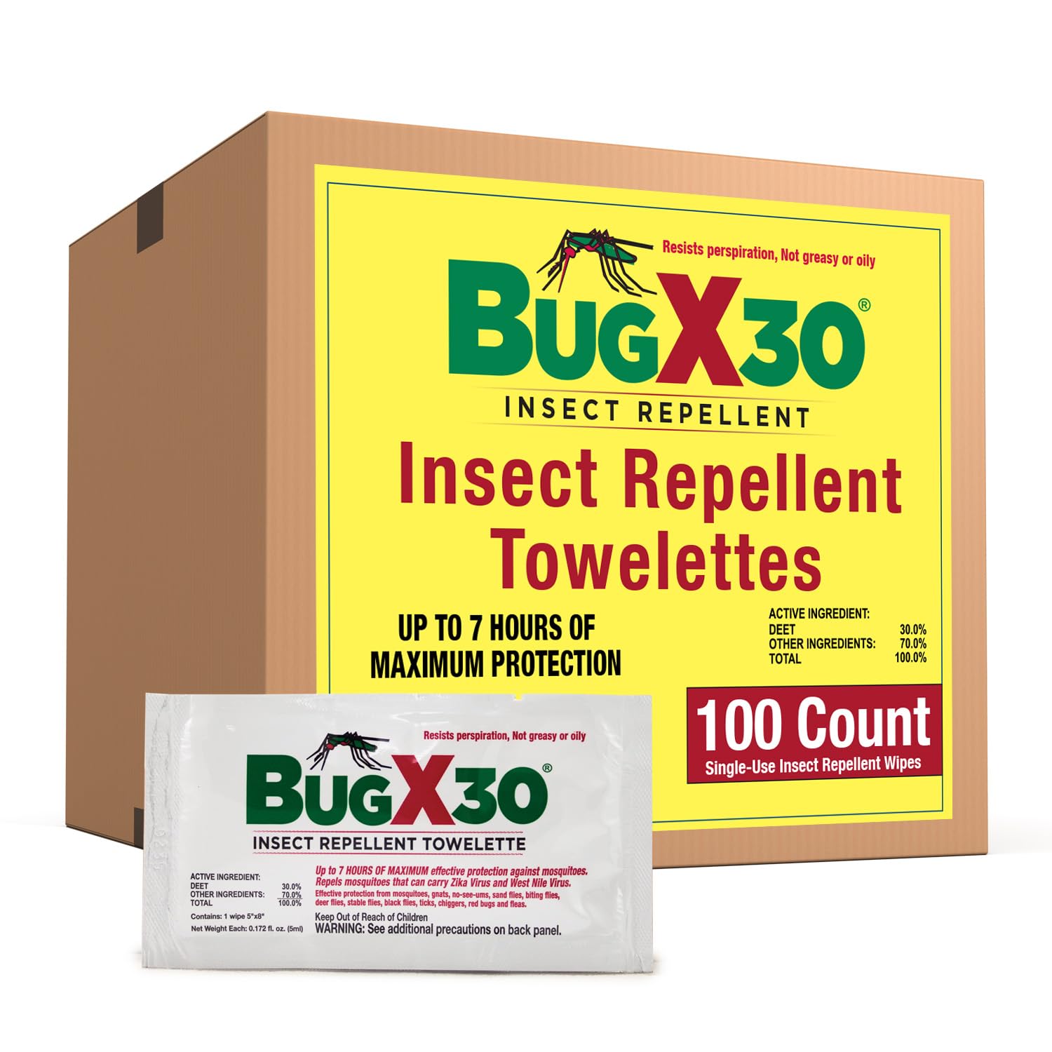 CoreTex Bug X 30 wipes 100-pack for outdoor protection