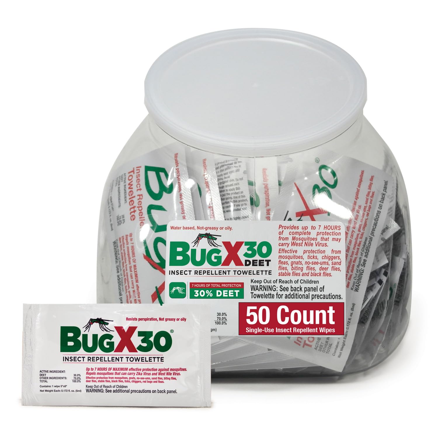 CoreTex Bug X 30 wipes packaging with USA-made label and travel-ready design